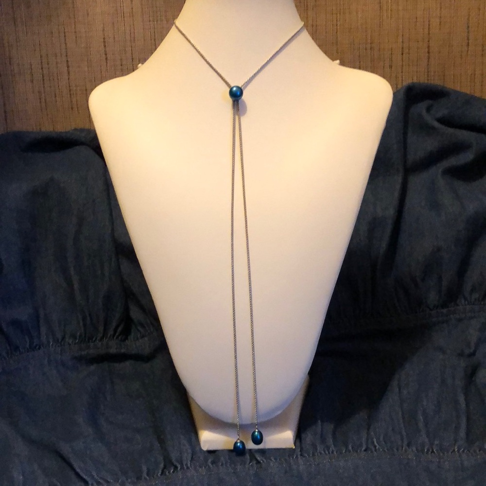 NIB HONORA BLUE PEARL LARIAT NECKLACE